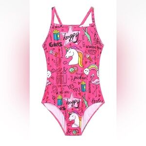 Girls One Piece Bathing suit Kids Sport  Beach Pool Swimwear Size 4/5T Pink NWT